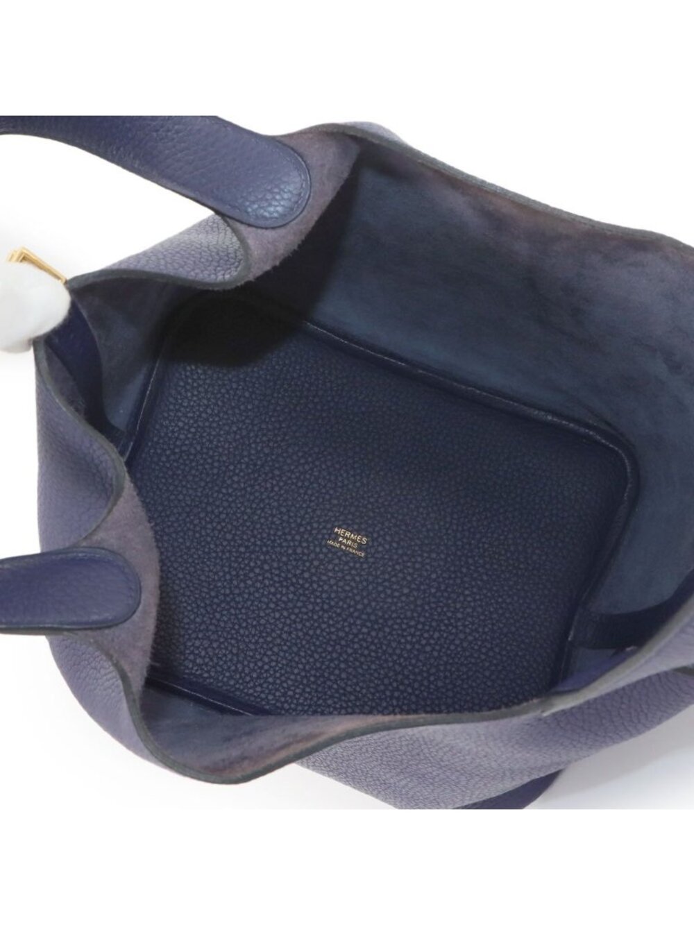 Hermes Picotin Lock Hand Bag Taurillon Clemence Blue Gold - Picture 6 of 9